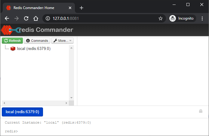 Redis commander UI to view cache