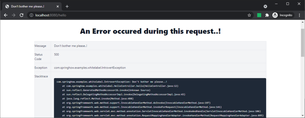 custom error.html with CSS