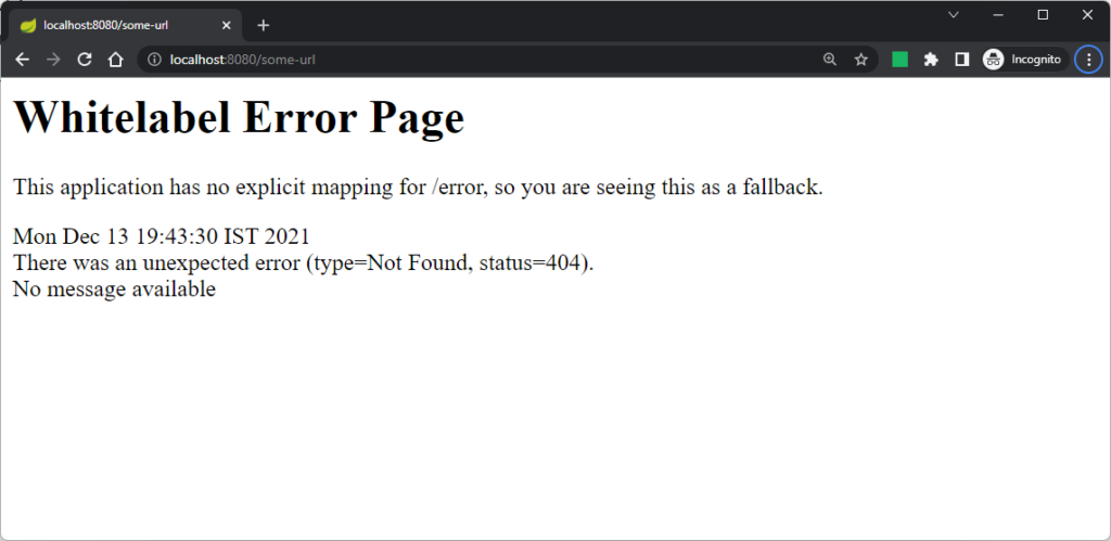 This application has no explicit mapping for error, so you are seeing this as a fallback.